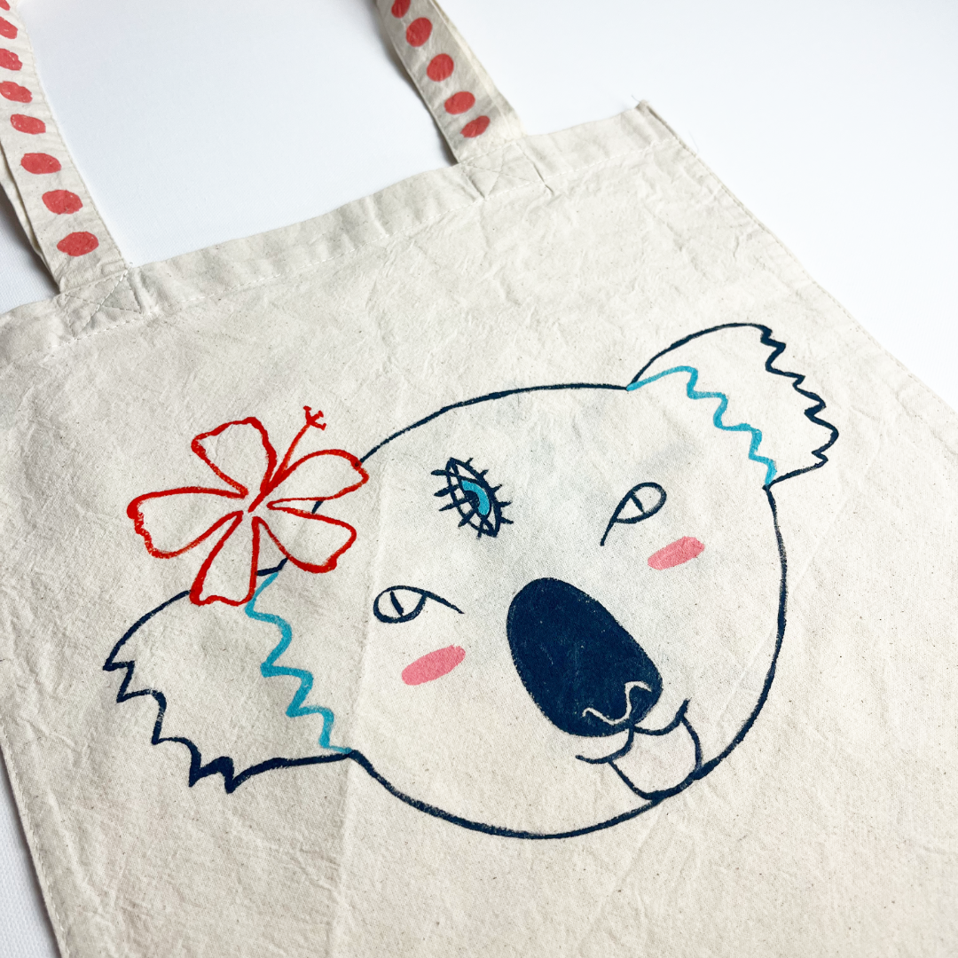 Hand-Painted Tote Bag – Mystic Koala Mamma