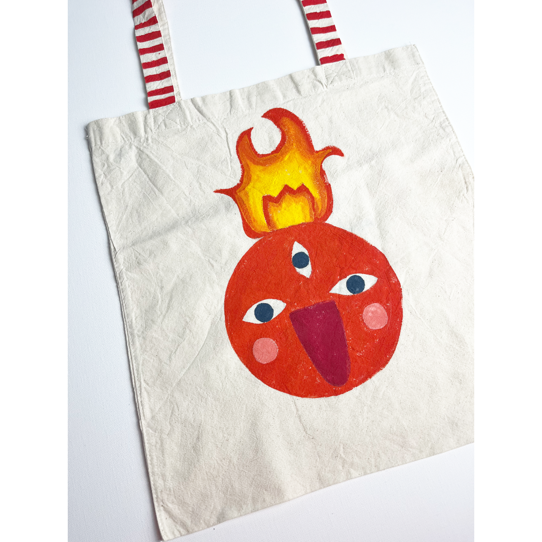 Hand-Painted Tote Bag – Red Goddess Design