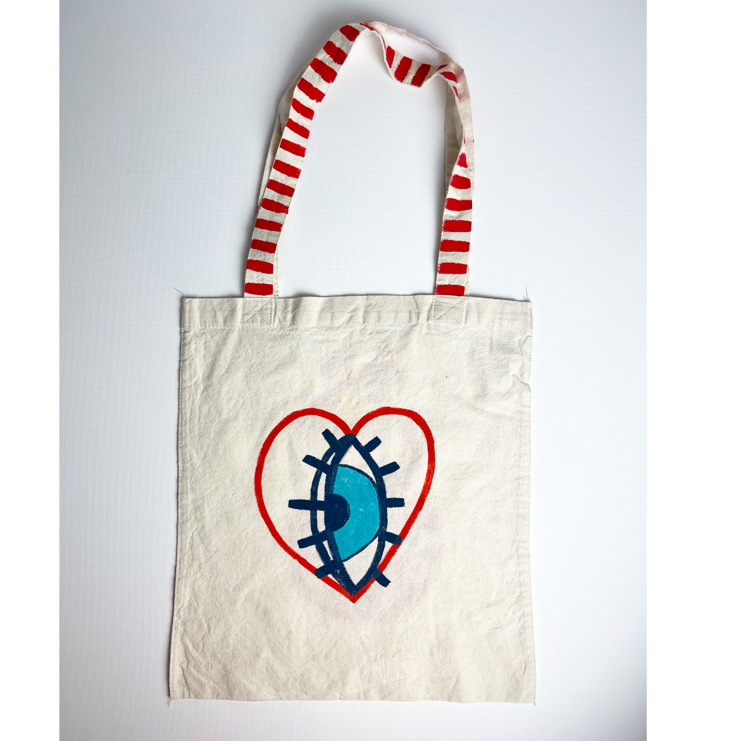 Hand-Painted Tote Bag – Red Goddess Design