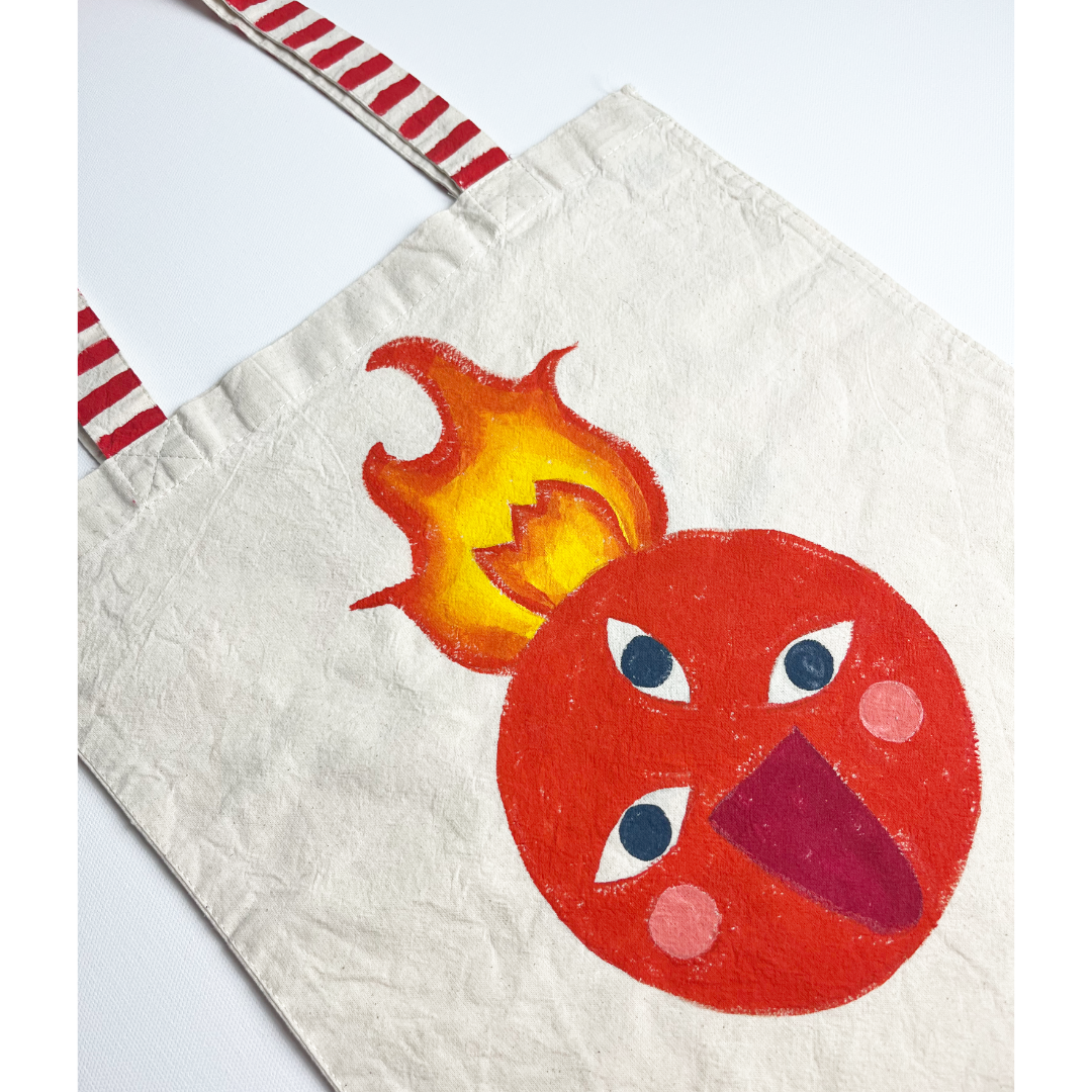 Hand-Painted Tote Bag – Red Goddess Design