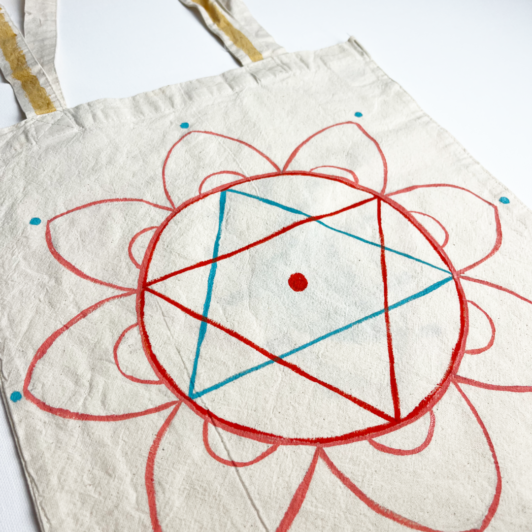 Tote Bag Hand Painted Goddess Yantra