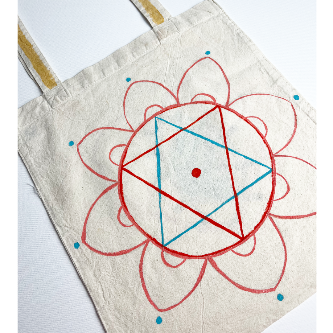 Tote Bag Hand Painted Goddess Yantra