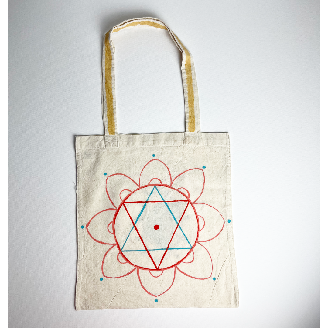 Tote Bag Hand Painted Goddess Yantra