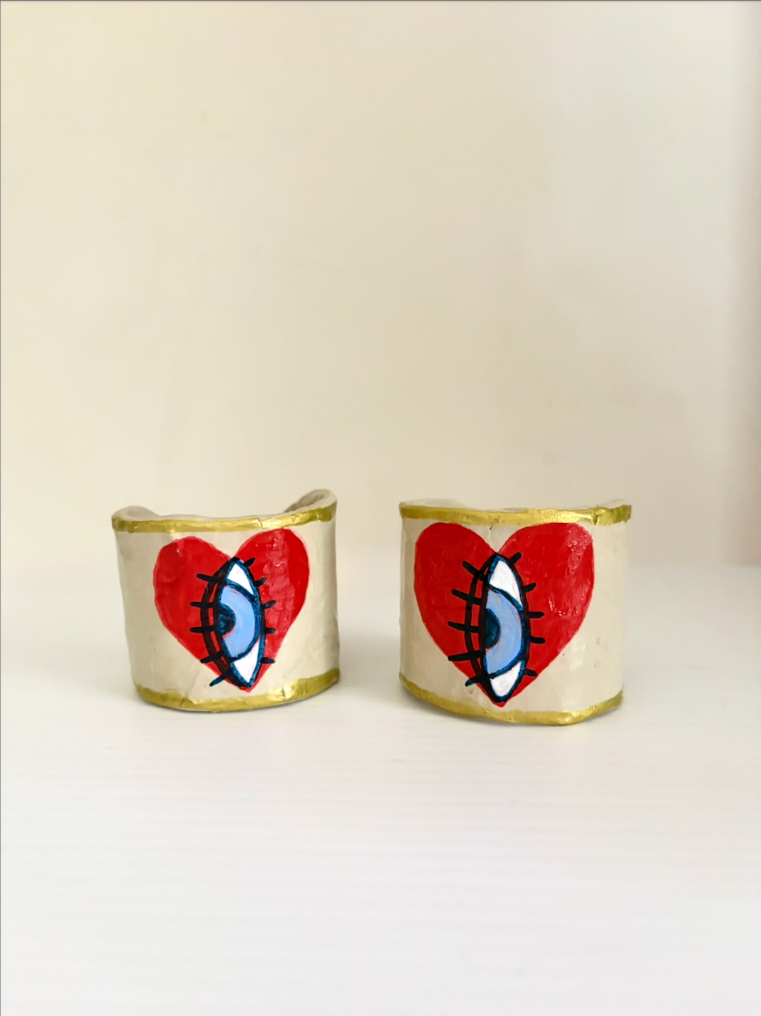 Eye of the Heart Cuffs (Ghost Gum Pair)
