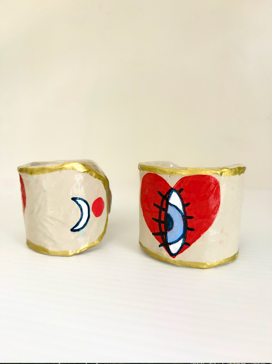 Eye of the Heart Cuffs (Ghost Gum Pair)