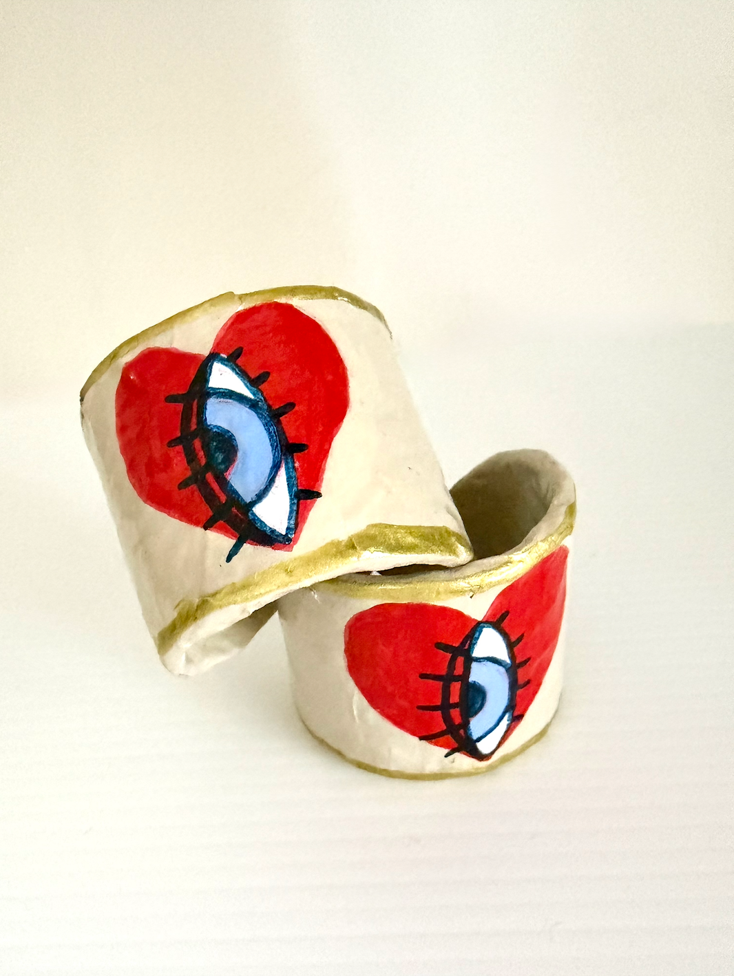 Eye of the Heart Cuffs (Ghost Gum Pair)