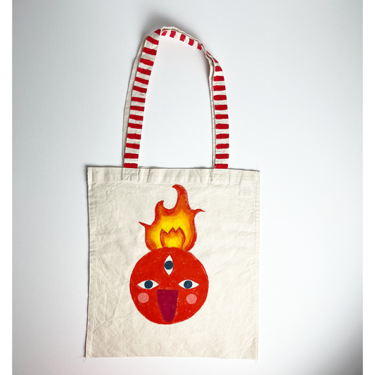 Hand-Painted Tote Bag – Red Goddess Design