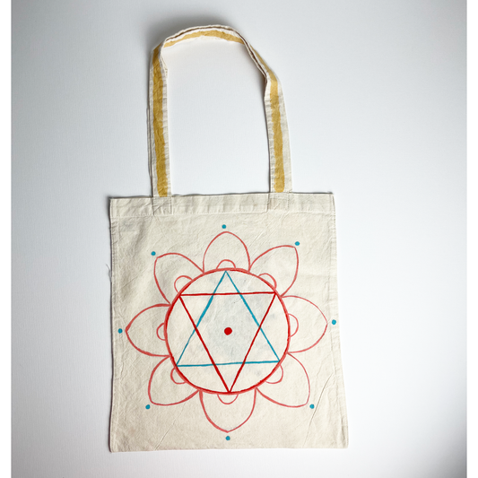 Tote Bag Hand Painted Goddess Yantra