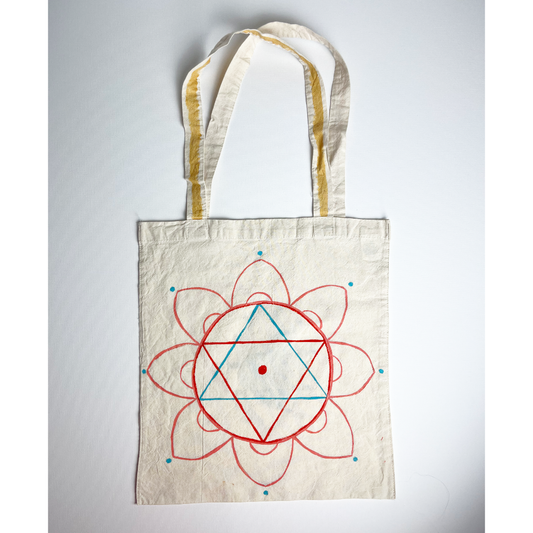 Tote Bag Hand Painted Goddess Yantra
